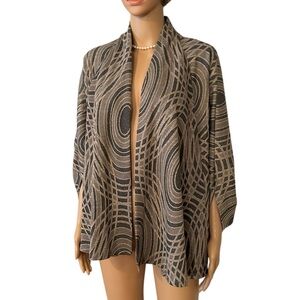 Cousin Earl NWT Women’s Size Medium Gray Oval Print, Open Face Poncho Cardigan